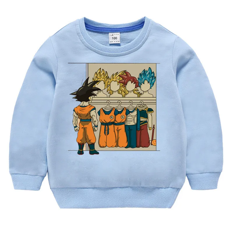 Детский хлопковый пуловер с принтом «Dragon Ball Z super Son Goku» для девочек топы для маленьких мальчиков, осенняя одежда свитшоты для мальчиков