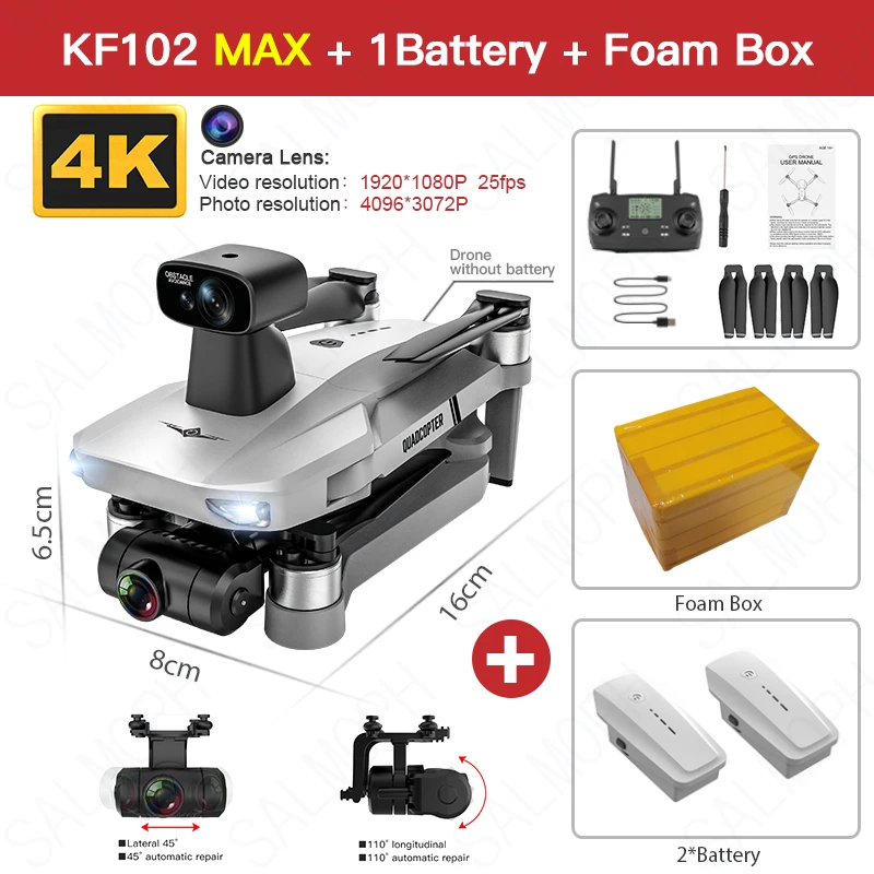 KF102 MAX Drone 4K Profesional with HD Camera 5G WiFi GPS 2-Axis Anti-Shake Gimbal Quadcopter Brushless Mini Dron KF102 4k Dron 