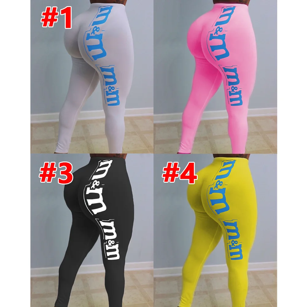 

QYQ Candy Color Leggings For Women Juicy Fruit Snack Booty Shorts Plus Size Push Up Fitness High Waist Leggins Sexy Cute Pants