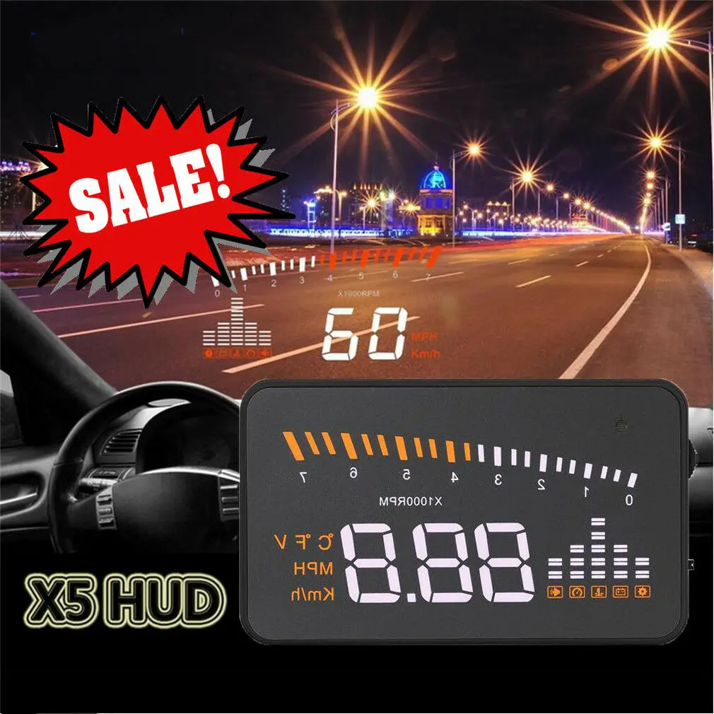 Универсальный Автомобильный GPS HUD X5 цифровой дисплей с головным убором OBD II OBD2