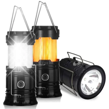 

3-in-1 Solar Camping Lantern Portable Outdoor LED Flame Lantern Flashlights Camping Lantern Portable Lighting BV789