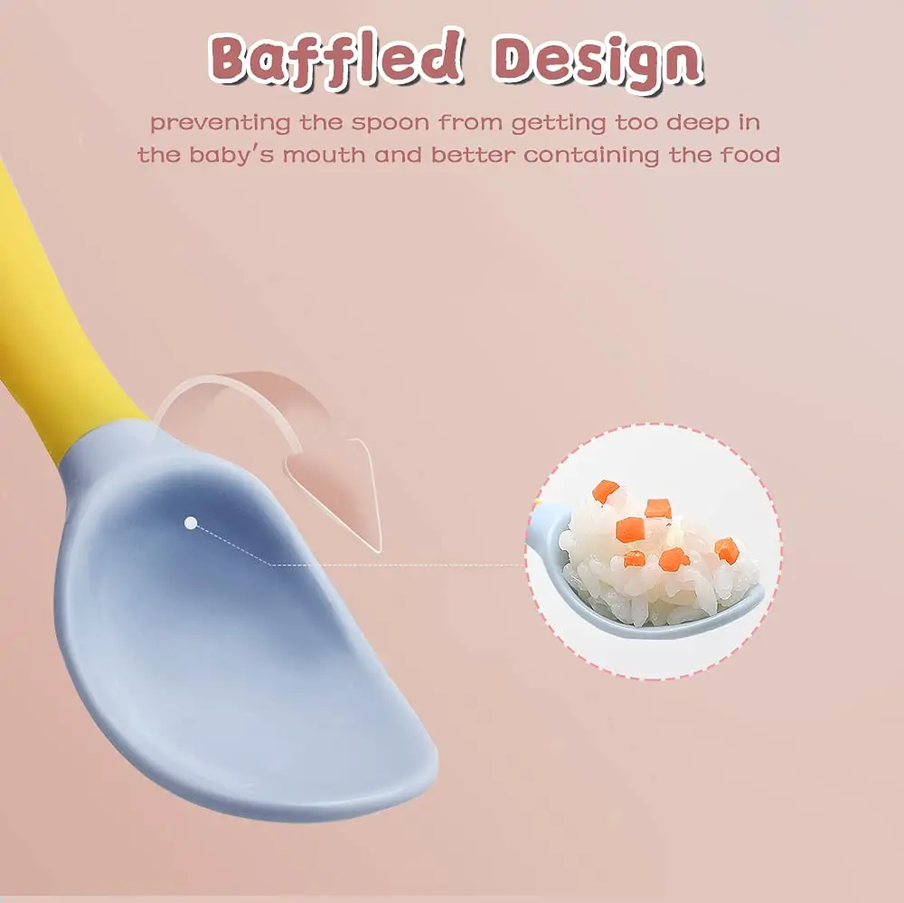 Silicone Spoon for Baby Utensils Set Auxiliary Food Toddler Learn To Eat Training Bendable Soft Fork Infant Children Tableware