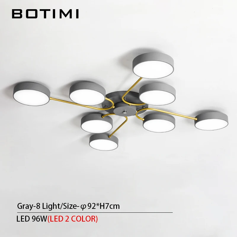 8 Light-Gray BOTIMI, современный светодиодный светильник с круглым абажуром для гостиной, креативный акриловый чехол для спальни - Цвет абажура: 8 Light-Gray
