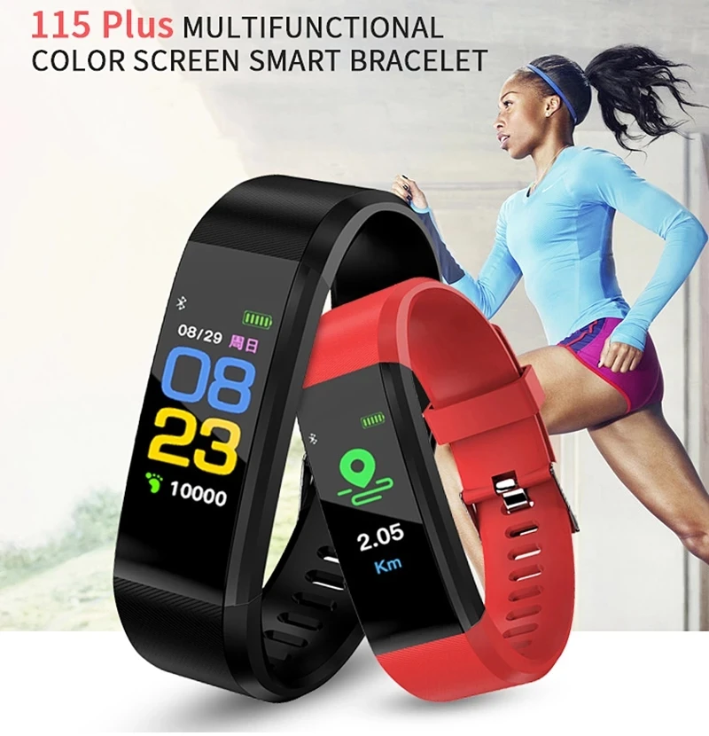 Tasa de descuento Reloj inteligente 115Plus para hombre, pulsera deportiva con monitor de ritmo cardíaco y presión arterial, con embalaje de papel, para IOS y Android aKwjMnnojxx