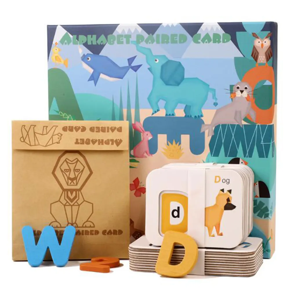 

Numbers and Alphabets Flash Cards Set - ABC Wooden Letters and Numbers Animal Card Board Matching Puzzle Toys for Toddler