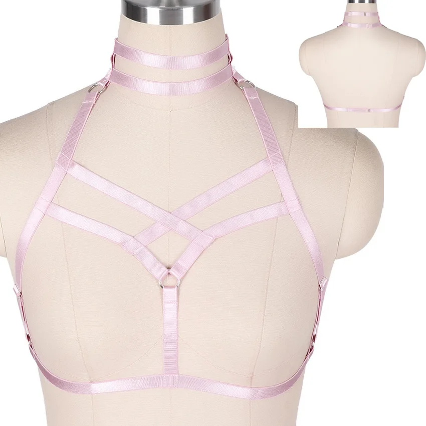 MLCO0455Pink Розовый пентаграмма дизайн Жгут Бюстгальтер выдалбливают Грудь корсет для связывания пастельный, готический пояс жгут для тела Хэллоуин рейв - Цвет: MLCO0455Pink