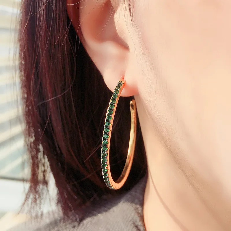 

Funmode Charm Round Cubic Zircon Hoop Earrings Fashion Party Colorful Rhinestone Earrings Wholesale FE72