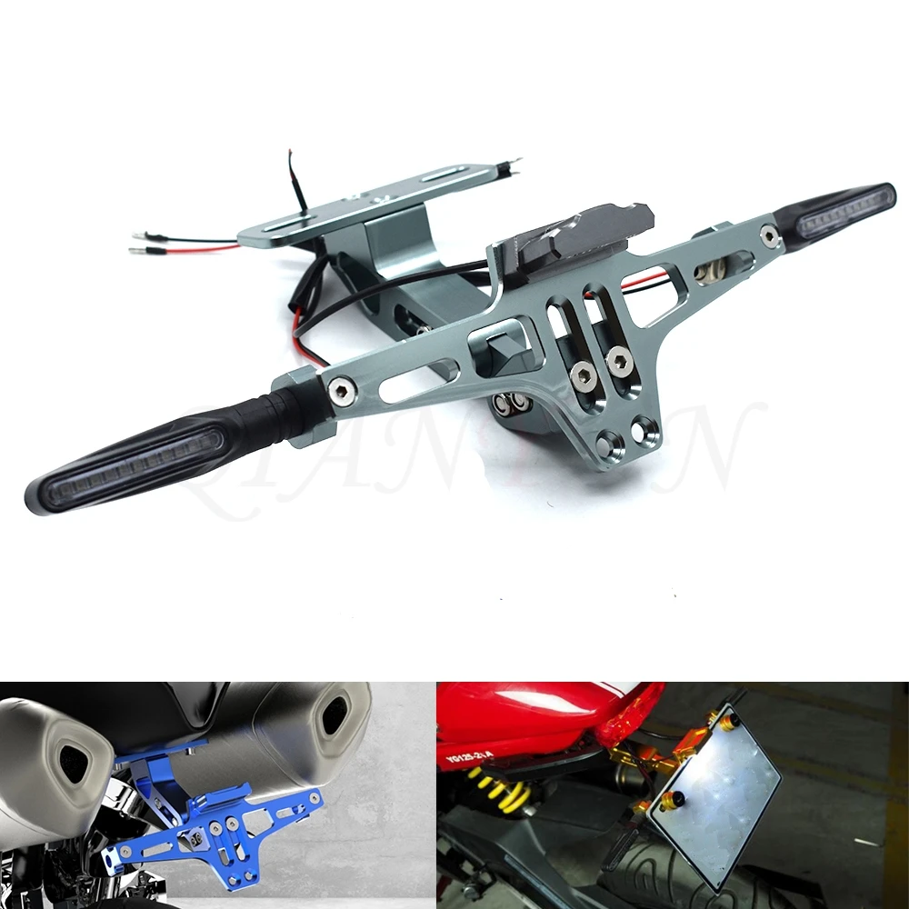 

Universal CNC aluminum motorcycle adjustable angle number plate bracket for Kawasaki ZZR600 ZX6R ZX636R ZX6RR ZX9R ZX10R Z1000