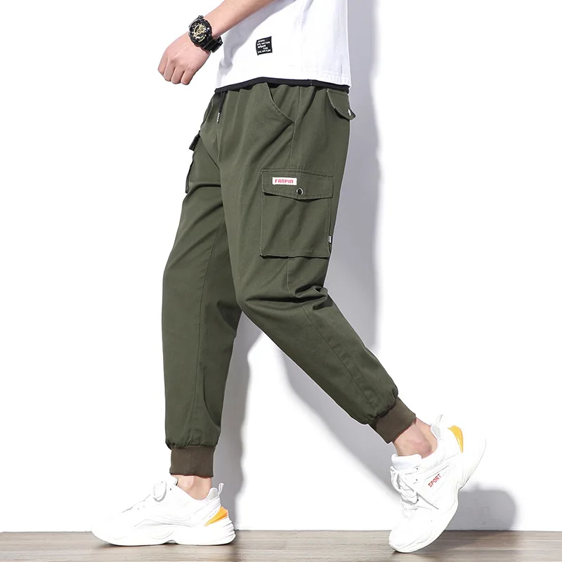 

2020 Spring Main Push Large Size Japanese-style White Walls Multi-pockets Workwear Capri Pants M-5x Hk116