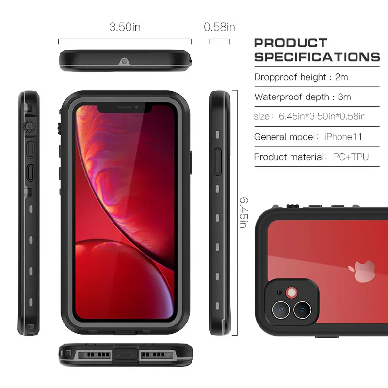 Redpepper Full Sealed Underwater Case For iPhone 13 Pro Max Mini Waterproof Shockproof Diving Cover for iPhone 11 12 XS XR SE3 iphone 12 pro max leather case