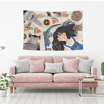 

Kawaii tapestry room decoration girl fairy washing tapestrys wall hanging sailor moon tapestry cat spiritual decor anime mat NEW