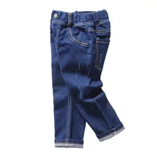 Джинсы для маленьких мальчиков, длинные штаны, осенняя одежда, стиль, Детские однотонные повседневные джинсы для детского сада