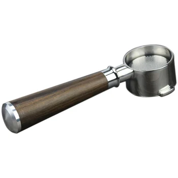 

51mm Stainless Steel Coffee Machine Filter Bracket Coffee Bottomless Handle Coffee Spoon Wooden Handle