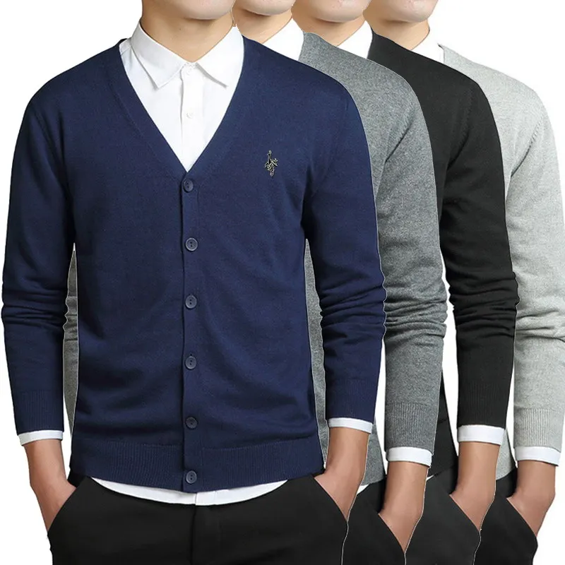 4 цвета, хлопковый мужской свитер, длинный рукав, кардиган с v-образным вырезом, свитера, свободные, цифровой, с павлиньими пуговицами, вязанная, повседневный стиль, одежда