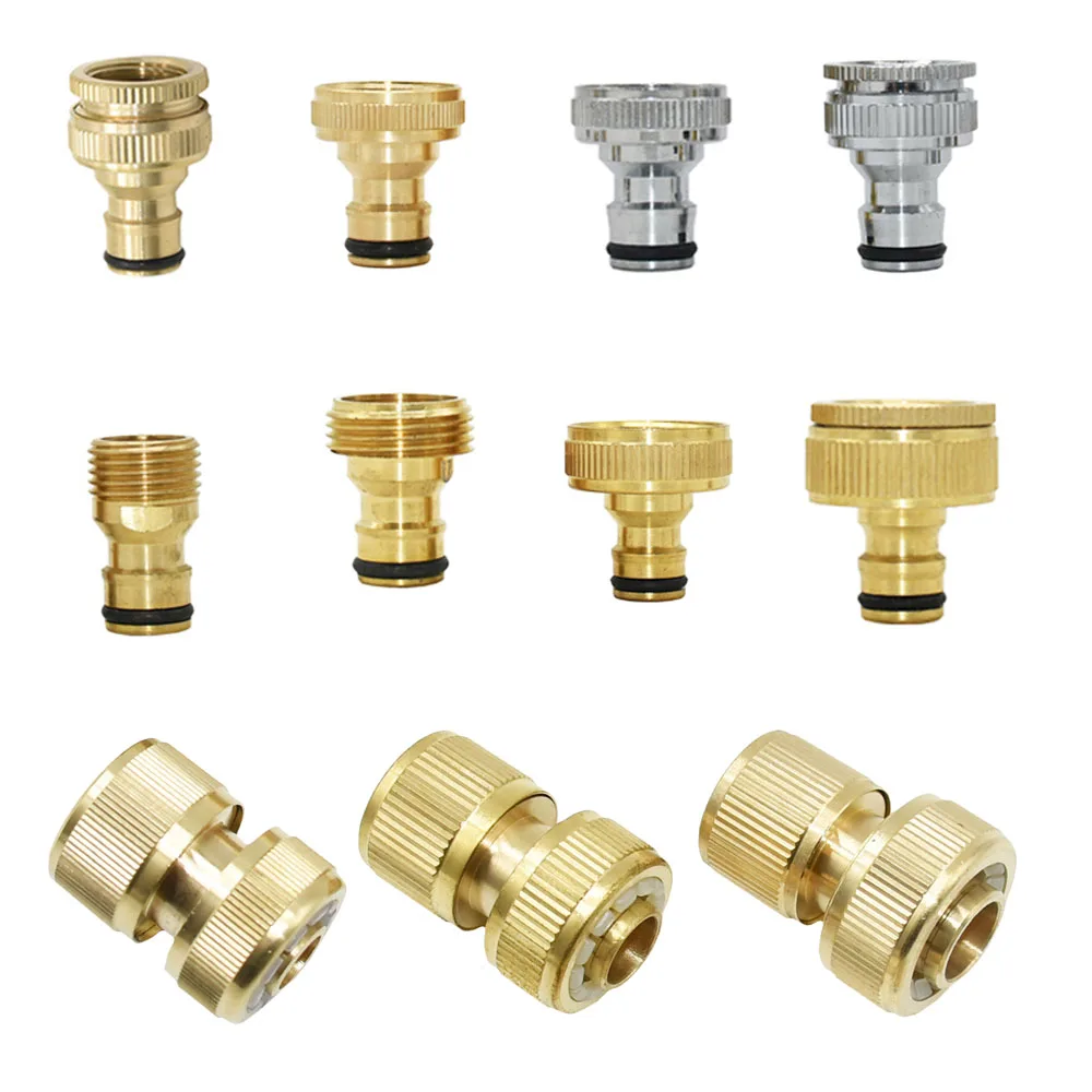 

1/2 3/4 5/8 1" Thread Quick Connector Brass Garden Watering Adapter Drip Irrigation Copper Hose Quick Connector Fittings 1 Pcs