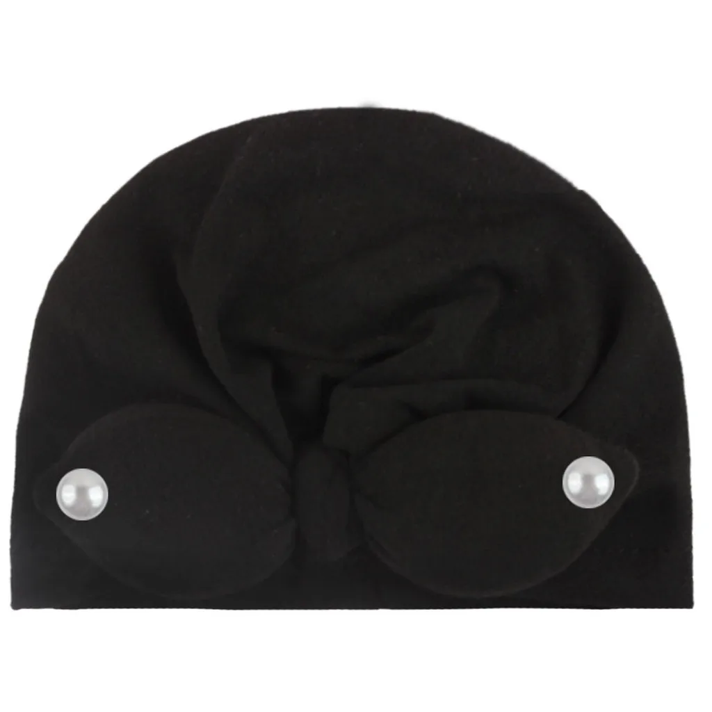 C newborn hat Baby Boy Girl Solid Bow Tie Knotted photography props Beanie cute Headwear Cap Hat kids winter hats шапка детская - Цвет: C