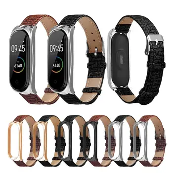 

Metal Buckle Leather Woven Wrist Strap Watch Band Replacement for Xiaomi Mi Band 4/3 Bracelet Accessories