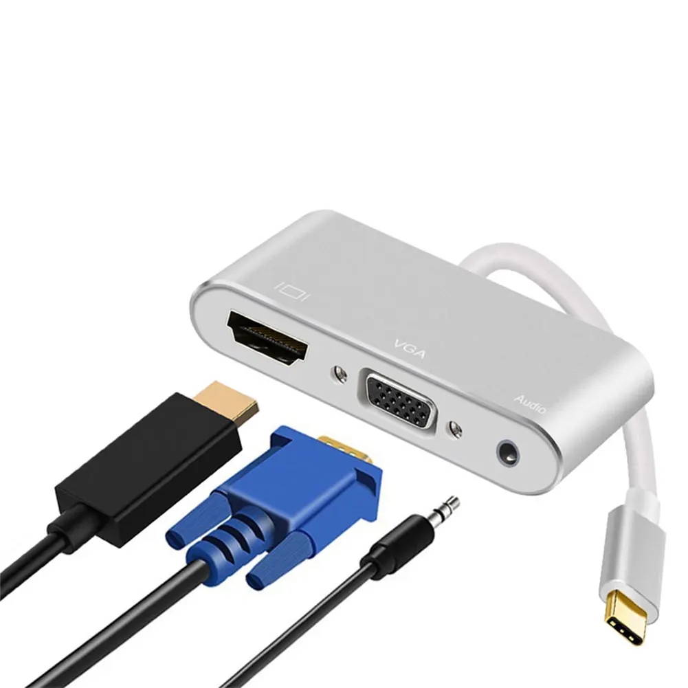 USB 3,1 type C к HDMI преобразователь аудиовизуальных систем+ 3,5 мм аудио адаптер концентратор 2,0 для ПК ноутбука