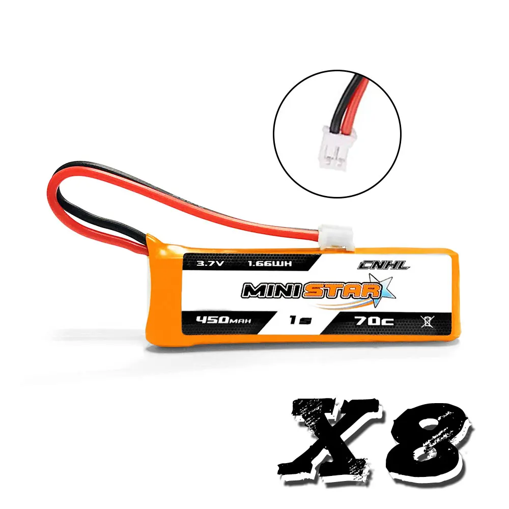8 шт. батарея CNHL MiniStar 450 мАч 3 7 В 1S 70C Lipo с PH 2 0 для EMAX TinyHawk | Игрушки и хобби