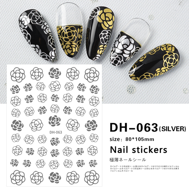 White Flowers Nail Art  Adhesive Stickers for Nails Cute Paper Parts With Avocado Direct Paste Decals Designs Manicure