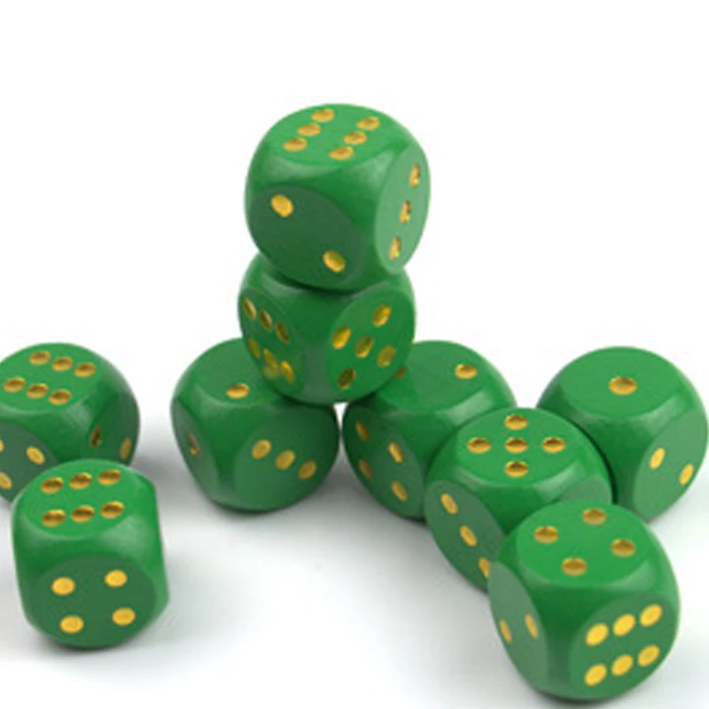 Green Gold 3 шт деревянные игральные кости D6 двухсторонние игральные кости 20 мм точечные кубики Круглый Coener для детских игрушек настольные игры - Цвет: Green Gold