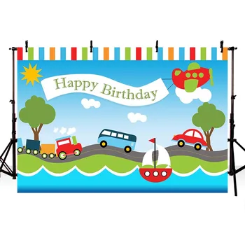 

NeoBack Racing Theme Boy Happy Birthday Background for Photo Racing Flag Red Blue Racing Car Children Birthday Photo Backdrops