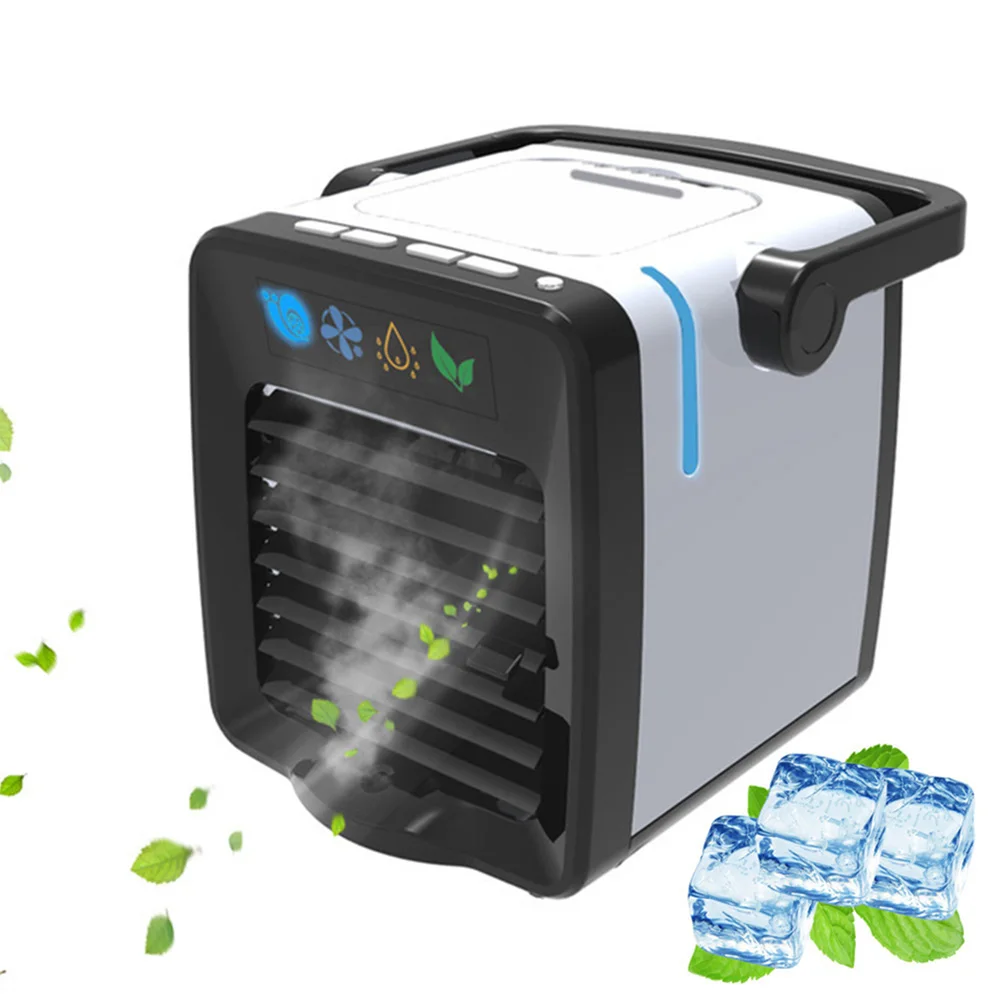 Mini Portable USB Air Conditioner Humidifier Purifier LED Light Cooling Fan