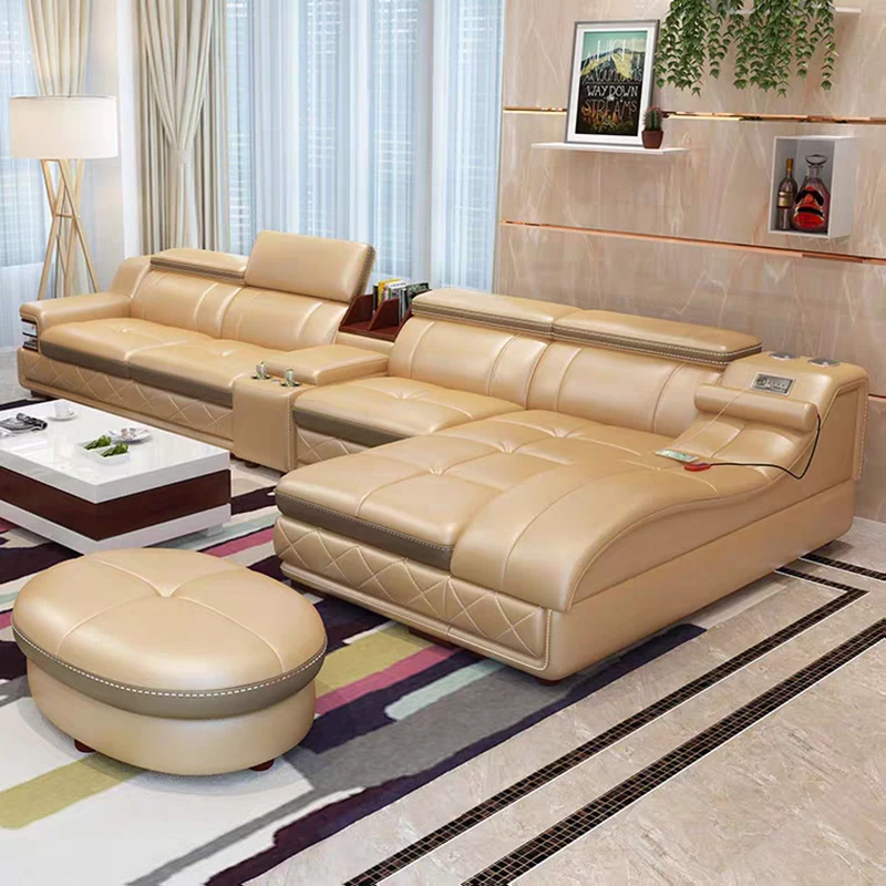 Гостиная диван набор диван мебель кровать muebles de sala в форме буквы L массаж Настоящая Натуральная кожа диван Кама буфами на рукавах asiento sala футоны