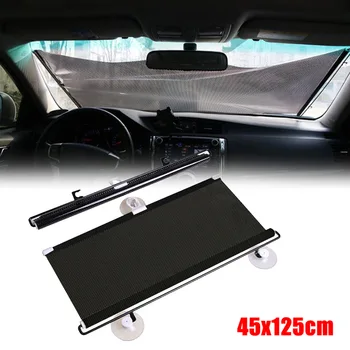 

Windshield Car Retractable Sun Shade Curtain Sun Visor Black 45*125cm Protection
