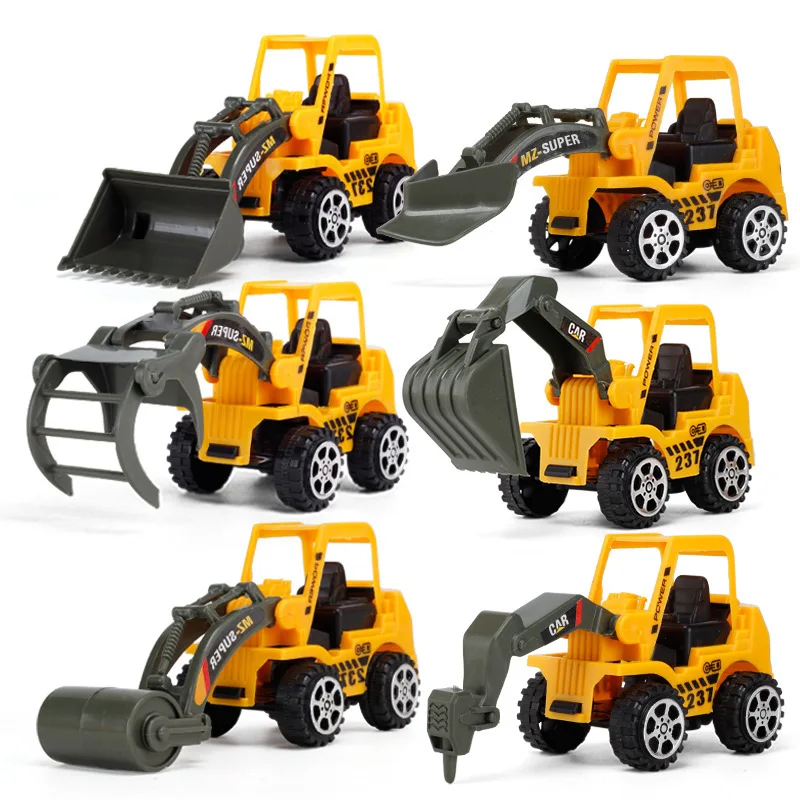 

6 Set Mini Engineering Vehicle Excavator Model Toy Car Child Car Builder Design Plastic Model Toy Car Boys Toys