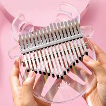 Piano de pulgar de cristal Kalimba acrílico de 17 teclas, láser transparente con sintonizador, Mini instrumentos musicales para principiantes, regalos