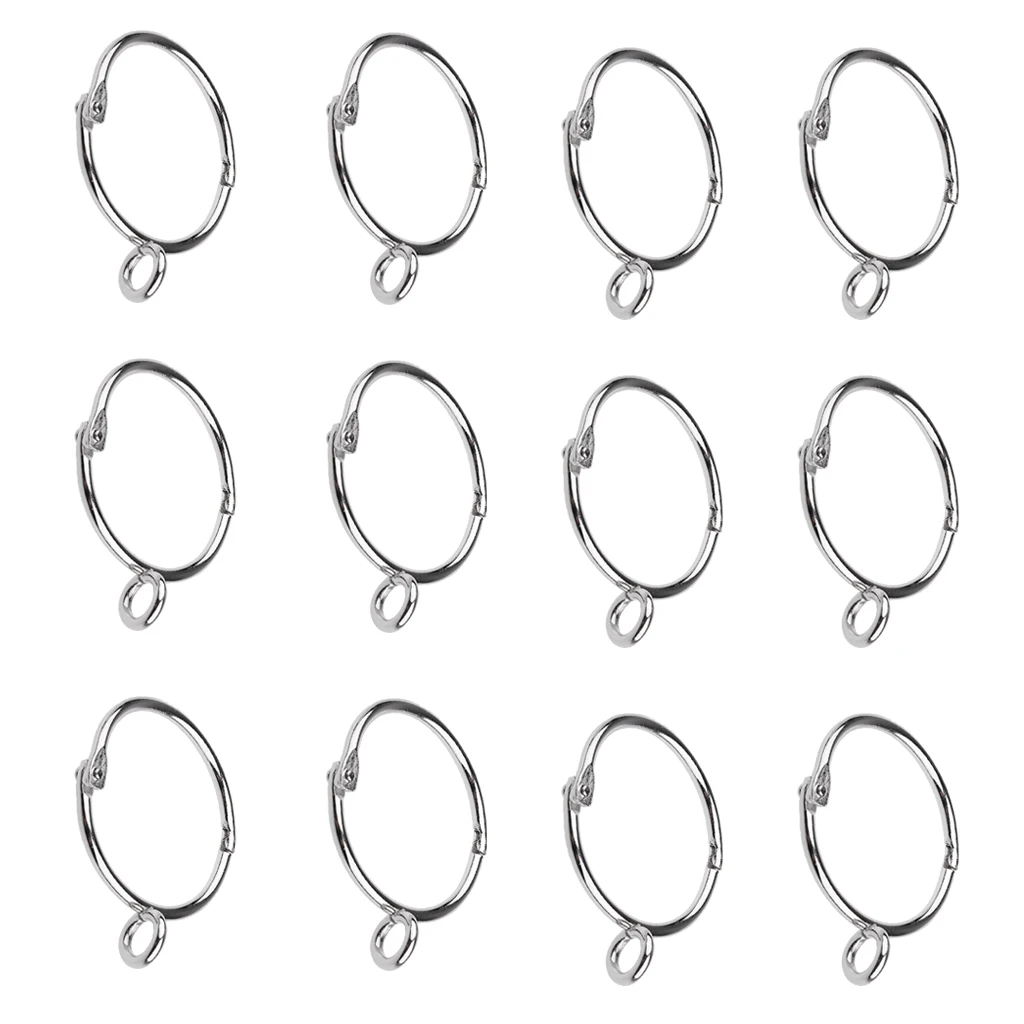 12 Pieces Silver 1.5-Inch Inner Diameter Metal Flat Curtain Rings Eyelets, Fits Up to 1.5 Inch Rod