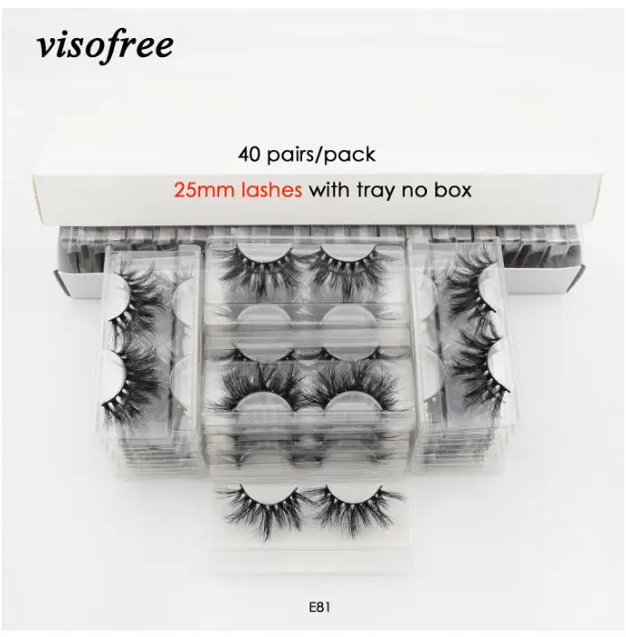Visofree 40 пар/упак. 25 мм ресницы 3D норковые ресницы макияж толстые норковые ресницы Поддельные ресницы драматические ресницы многоразовые - Цвет: E81