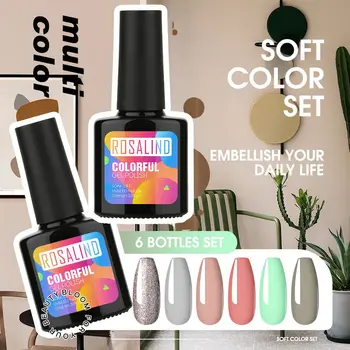 

Rosalind Gel Nail Polish 6Pcs 10Ml Pure Color Nail Art Uv Soak Off Gel Lacquer Semi Permanent Design Manicure Nail Gel Varnishes