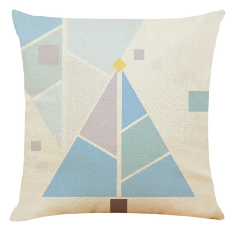 45x45cm New Christmas Pillowcase Xmas Geometric Pattern Pillow Case Winter Scene Linen Cushion Cover Home Decorative