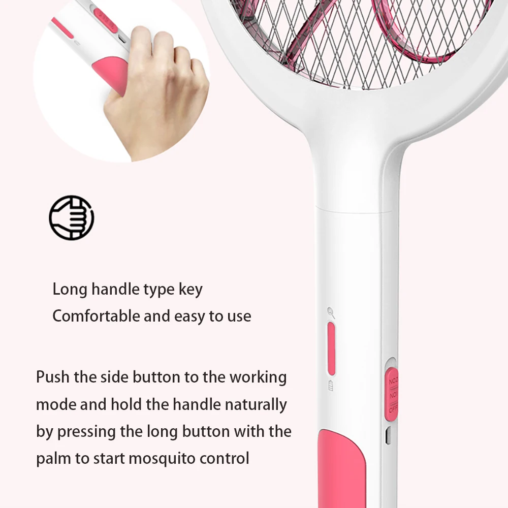 Hot Sale 3000V Electric Insect Racket Swatter Zapper USB 1200mAh Rechargeable Mosquito Swatter Kill Fly Bug Zapper Killer Trap