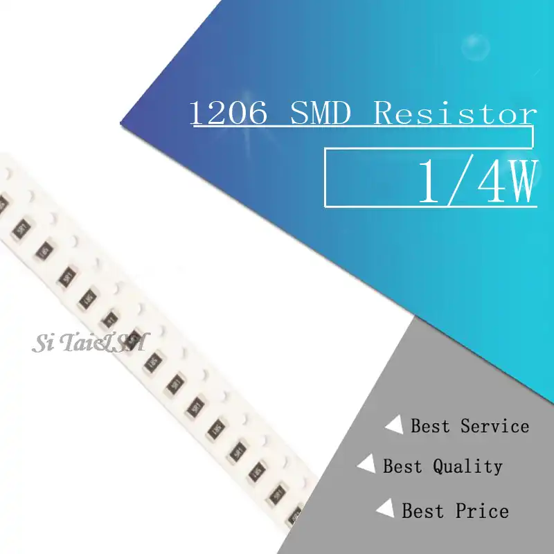 100 шт. 1206 SMD резистор 1% 4 7 Ом Чип Резистор 0 25 Вт 1/4 4.7R 4R7|Резисторы| |