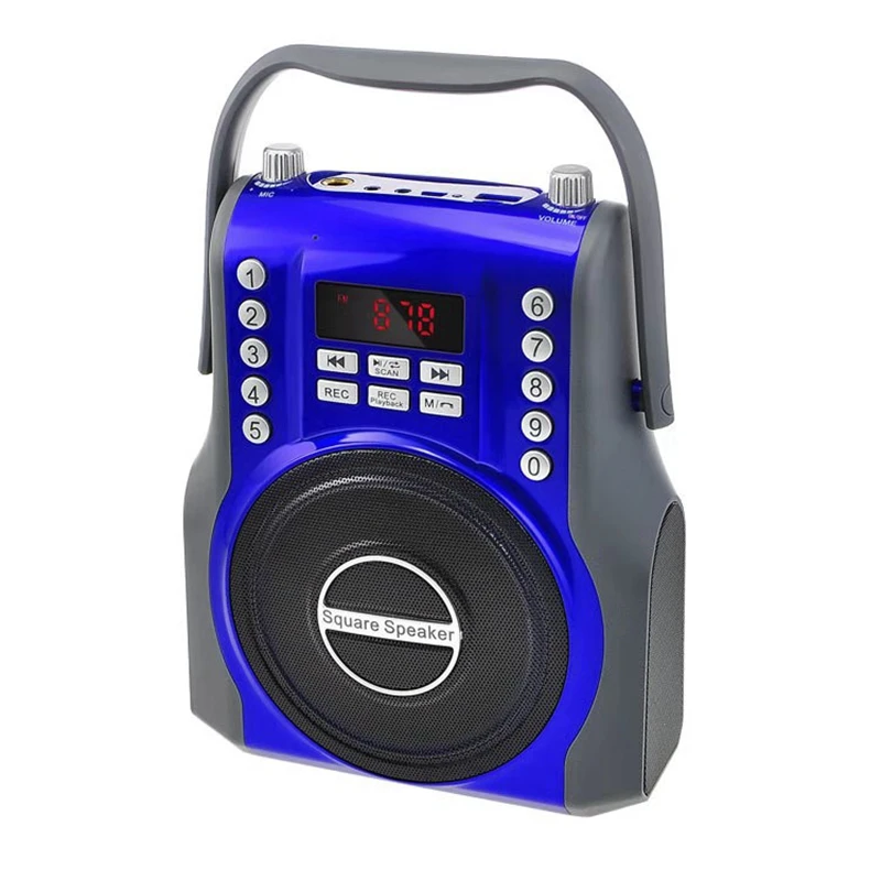 

15W Square Wireless Bluetooth Speaker FM Radio Receiver Digital 3D Subwoofer Portable Music MP3 Player Micro-SD/TF Card USB Slot