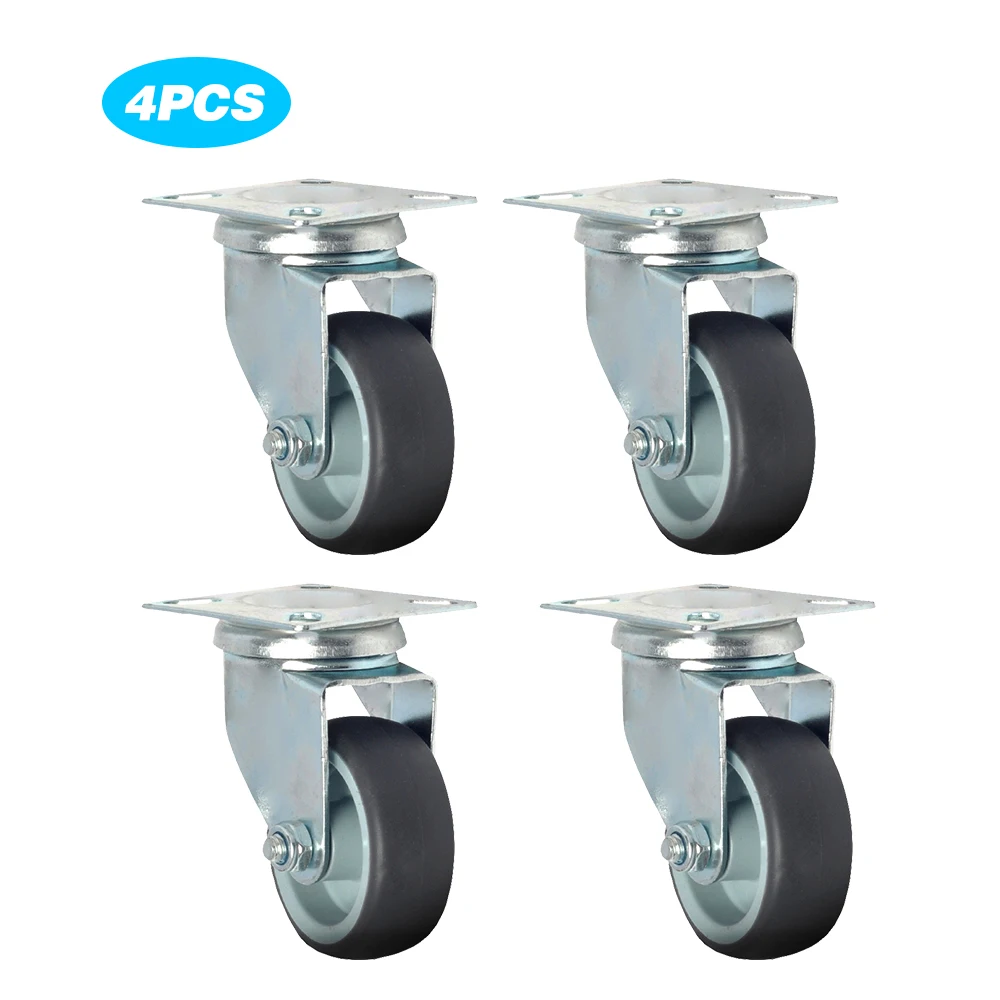 

4pcs TPR 2" Wheel Casters Flat Cabinet Casters Flat Universal Wheel Trolley Wheel Sofa Office Chair Wheels