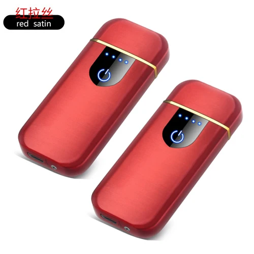 2PCS Red Зарядка USB Зажигалка Смарт ветрозащитный сенсорный датчик индукции Vape перезаряжаемая электронная сигарета ультра-тонкий металл мужские подарки - Цвет: 2PCS Red