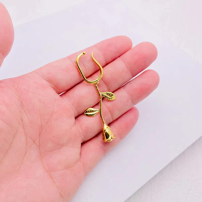 Женские серьги клипсы без пирсинга винтажные золотистые/Серебристые каффы с