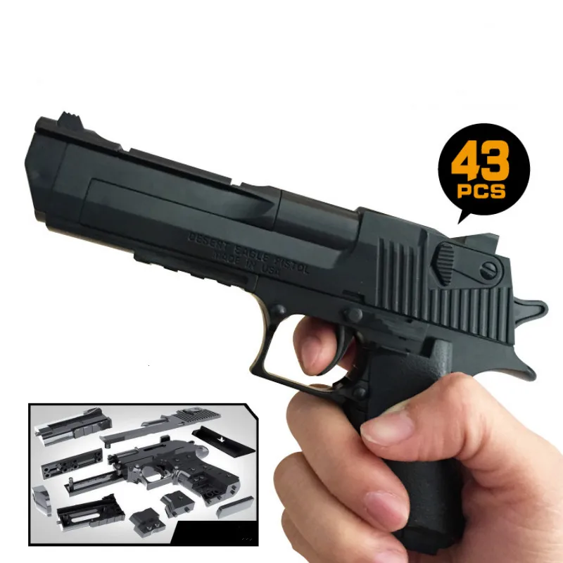 

Children Toys 1:10 Kids Assembling Building Block Bricks Pistol Toys Educational Assembled Plastic Gun Model For New Year Gift