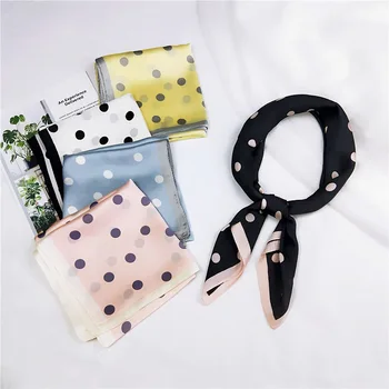 

New 70cm Dot Women Silk Scarf Square Scarves Spring Summer for Business Party Head Neck for Office Lady Hair Head Scarf