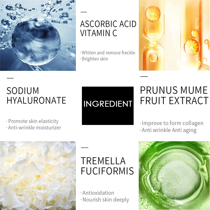 15ml Face Serum Hyaluronic acid Moisturizing Essence liquid Vitamin C Repair Skin Brighten Shrink Pores Nourish Face Skin Care