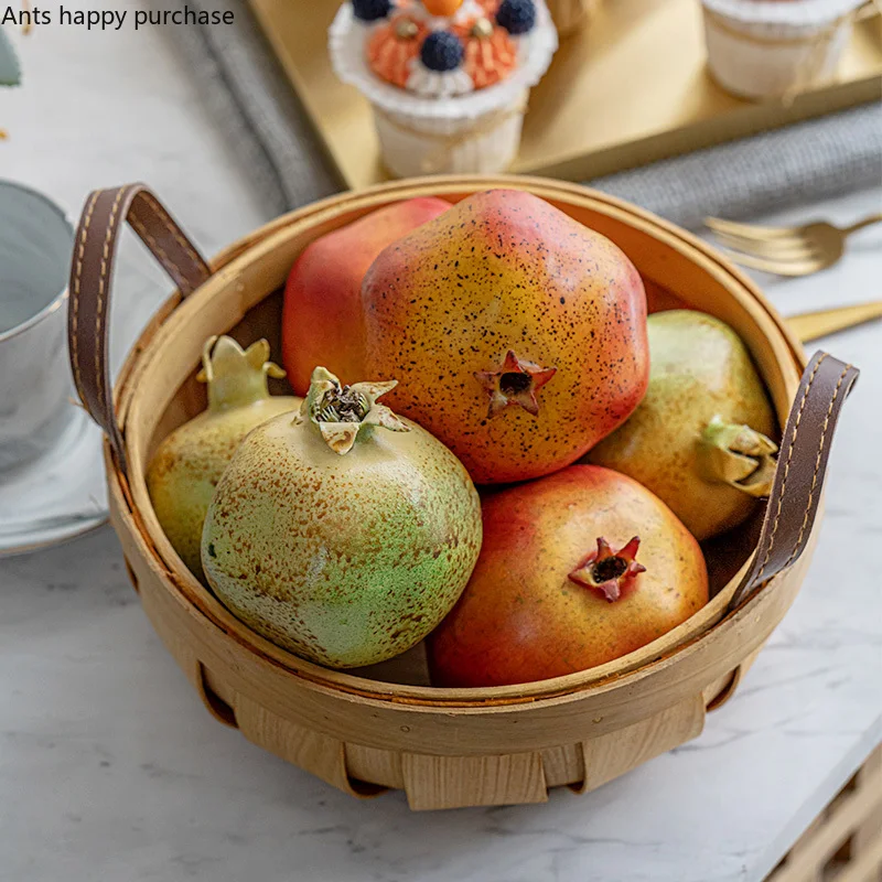 Simulation Fruit Artificial Pomegranate Green Red Fake Pomegranate Model Artificial Fruits Photography Props Decoration Crafts artificial fruits and vegetables