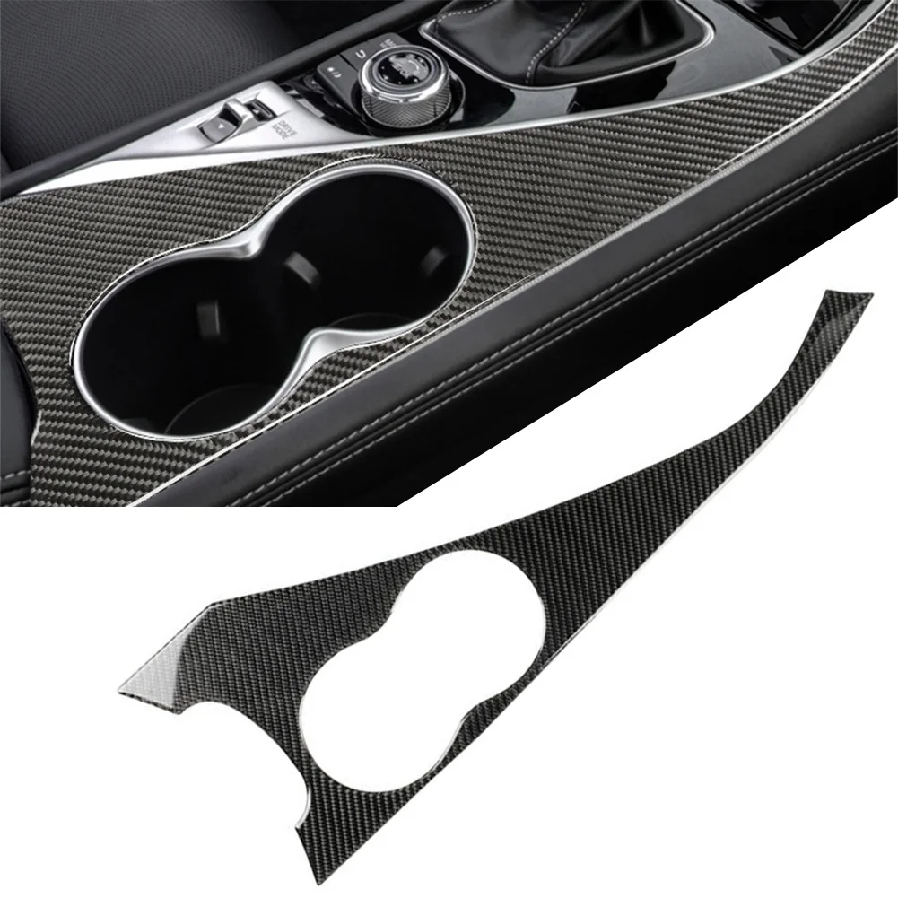 Carbon Fiber ABS CAr Interior Water Cup Holder Panel Trim Cover
