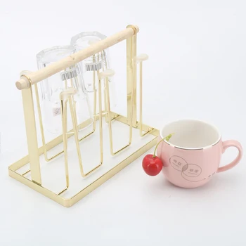 

6 Bracket Cup Holder Storage Rack Glass Tray Household Dustproof Drain Cup Shelf Rack Wrought Iron Water Cup Rack