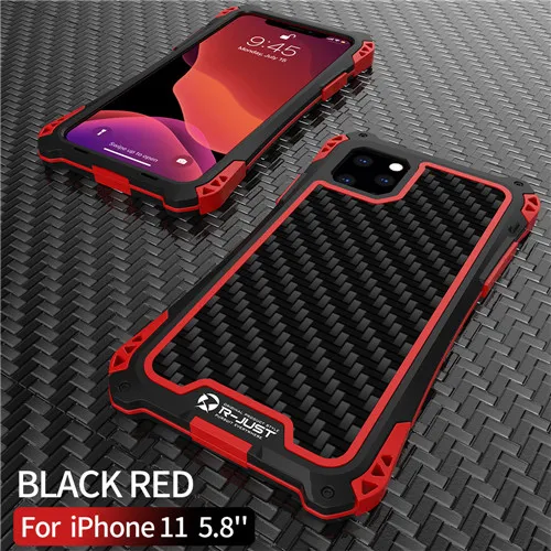 Red Black Водонепроницаемый противоударный чехол для телефона для Iphone 11 11 Pro Iphone 11 Pro MAX чехол из углеродного волокна сверхмощный гибридный прочный Броня - Цвет: Red Black