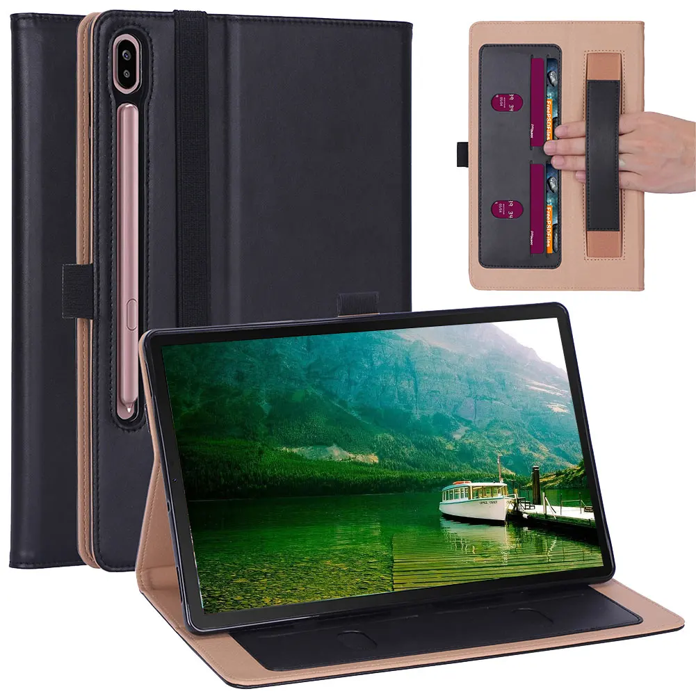 Флип-чехол из искусственной кожи с подставкой для Samsung Galaxy Tab S6 10,5 дюймов SM-T860 SM-T865 чехол бизнес Авто Режим сна смарт-чехол - Цвет: Black