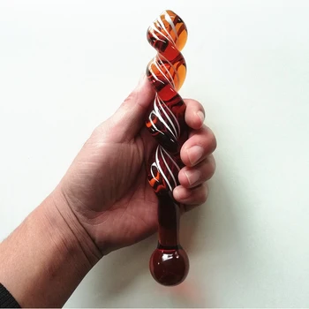 Thread Crystal Artificial Glass Fake Penis Dildo With Anal Bead for Men Women Couples Thread Rotation Flirt Masturbate Sex Toys 3